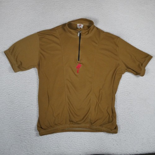 Vintage Specialized Activewear Top Men Size L/XL Tan Short Sleeve Made in USA