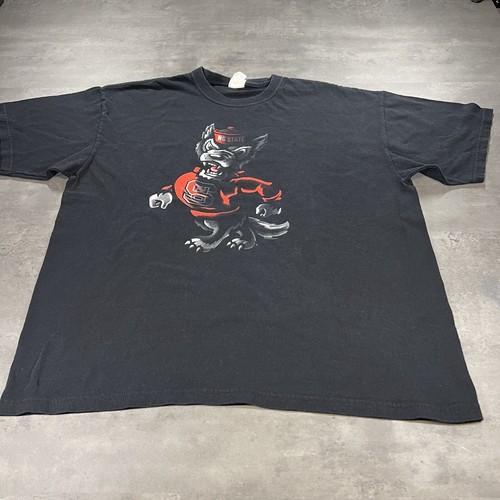 NC State Wolfpack Shirt Adult XL Fit L Black Mascot Shadow Logo Caricature NCAA - Picture 3 of 8