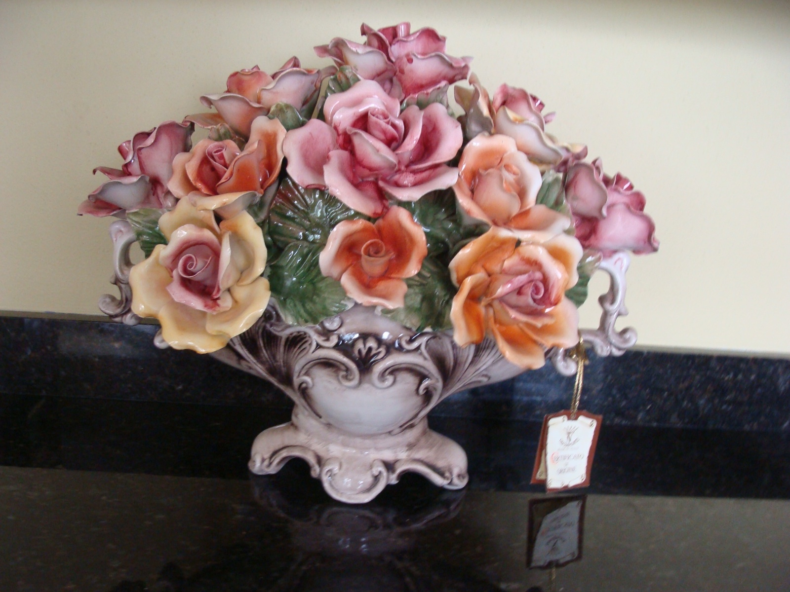 VINTAGE LARGE CAPODIMONTE FLOWER FLORAL CENTERPIECE"NEGOTIABLE WITH