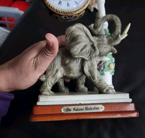 The Julian Collection Elephant Mantel Clock 11" Some Damage, Works Well - Picture 2 of 24