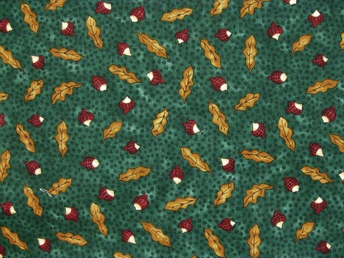 Moda Quilt Fabric 71" x 44" Cynthia Young Acorns Leaves Green Hedgehog Fall - Picture 2 of 4