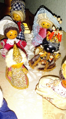 Vintage Holz 10 Pin Puppen Handarbeit Italien, Frankreich, Mexiko, Eskimo, Peru, Deutschland - Bild 4 von 8