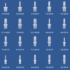 Plastic Barbed Connector Male Thread Pipe Hose Fitting Straight Air Fuel Water