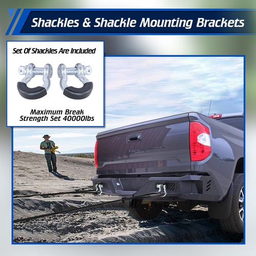 Rear Bumper For 2014-2021 Toyota Tundra Off-road w/Sensor Holes+LED Lights - Picture 10 of 12