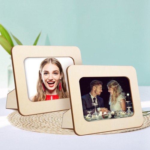 6Pcs Wooden DIY Photo Frame 6 Inch Unfinished Wood Picture Frame for Art Craft - Picture 3 of 11