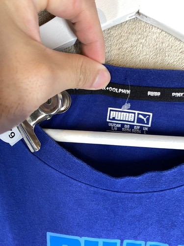 PUMA Casual T-Shirts Top Size L Mens Blue Logo Short Sleeve - Picture 3 of 11