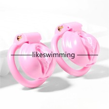 Pink Simulation Sissy Male Chastity Device Arc Rings Locks Chastity Cage