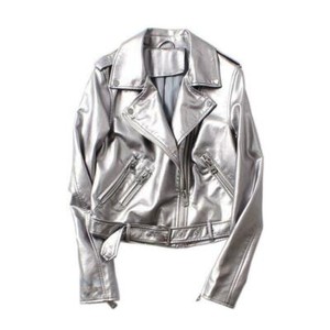 Womens-Ladies-Metallic-Silver-Faux-Leather-Biker-Jacket-outwear-Casual-Coats