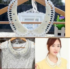 Women Detachable Vintage Pearl beaded Collar Choker Wear Necklace