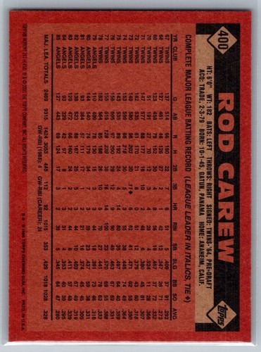 2001 TOPPS ARCHIVES BASEBALL 151 ROD CAREW ANGELS - Foto 2 di 2