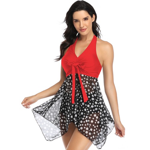 Sommer Bademode Damen Plus Size Crossover Mesh Rock Split Damen Bademode - Bild 2 von 25