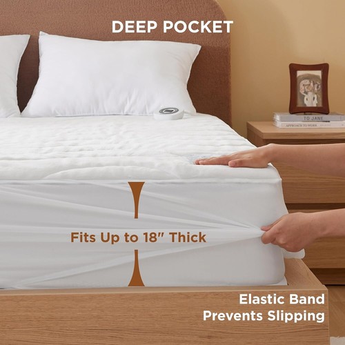 Adjustable Heated Mattress Pad King - Coral Fleece Comfort & Safety Certified - Picture 9 of 11