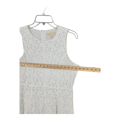 Michael Kors Damen Kleid Blumen Spitze 10 Ärmellos Weiß Karriere Freizeit Sommer - Bild 5 von 9
