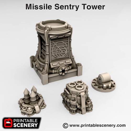 Torre centinela de misiles para juegos de ciencia ficción Wargaming 28 mm accesorios de terreno paisaje - Imagen 2 de 2