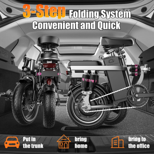 Electric Bike for Adults 500W 25MPH 35Miles Foldable City Commuting E-Bicycle - Picture 4 of 13