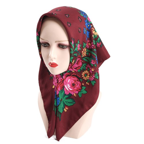 Ethnic Pattern Shawls Square Head Scarves Bandana Russian Floral Scarf 70*70cm - Picture 17 of 32