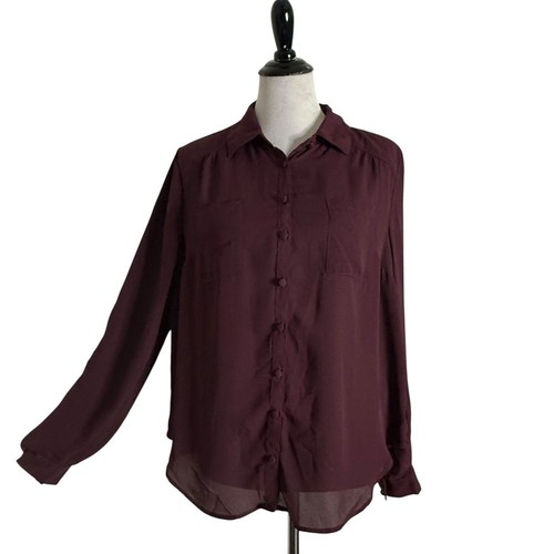 Blusa Torrid Abotonada Top Talla 00 Mujer M Madison Georgette Manga Larga - Imagen 2 de 12