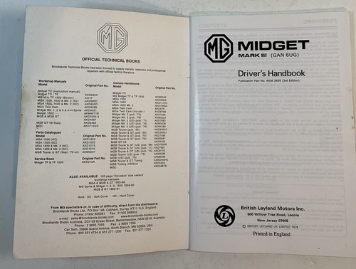 MG Midget Mk 3 Owners Handbook 3rd Edition 1976 UK  Maintenance Operation - Picture 3 of 3