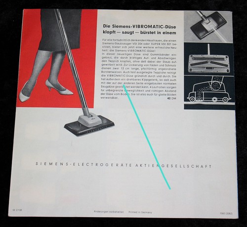 Siemens Staubsauger ,Klapp Prospekt ,60er Jahre - Bild 6 von 6