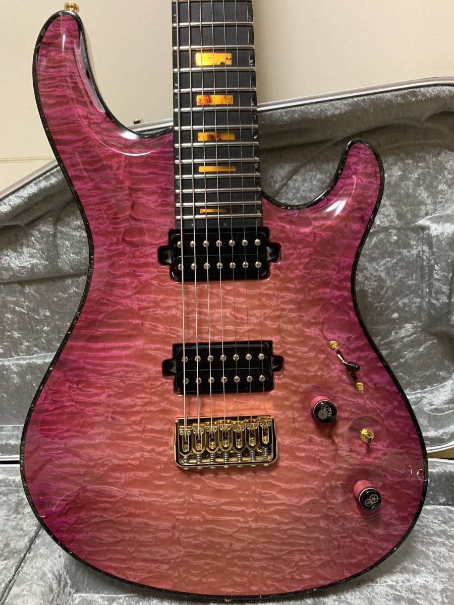 ギター Mayones Regius 7 Mayones Regius 7 AAAA Quilt Top Antique Black Matte 2020
