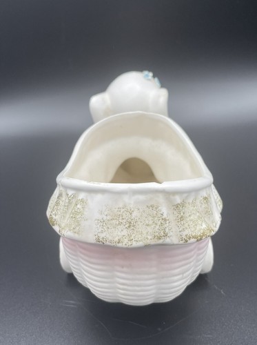 vintage Lefton baby elephant planter white and pink Wagon Japan 634 - Bild 6 von 8