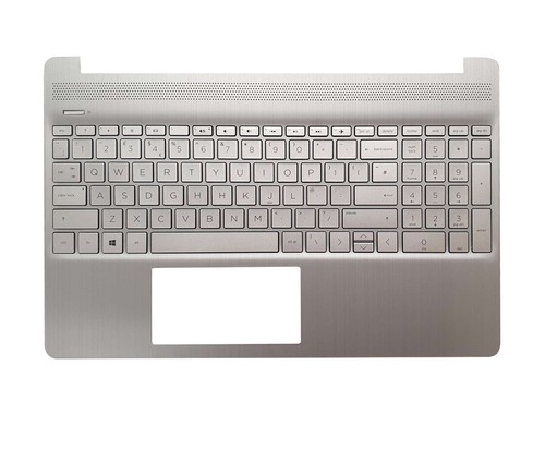 FOR HP 15S-EQ1106NF SILVER LAPTOP PALMREST COVER TOP CASE UK KEYBOARD - Bild 2 von 4