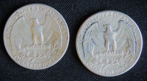 ¡Dos (2) cuartos Washington 1964 90 % plata! - Imagen 2 de 2
