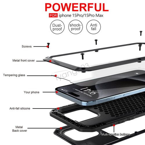 Case For iPhone 15 13 12 14 Pro Max Metal Heavy Duty 360 Full Body Armor Cover - Picture 9 of 13