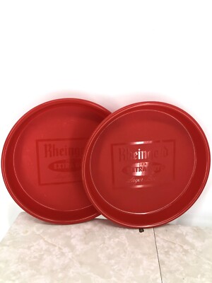 Lot Of 2 Vintage Rheingold Plastic Round Red Serving Tray Extra Dry Lager Beer Extra Dry Lager Beer, Extra Large Round Plastic Serving Tray