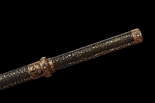 Espada Ninja Negra y Dorada 9260 Resorte Acero Listo para Batalla Japonés Recto Ninjato - Imagen 4 de 10