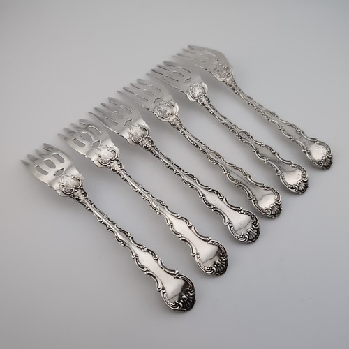 Gorham Strasbourg Sterling Silver Pastry Forks - 5 7/8" - Set of 6 - Picture 4 of 5