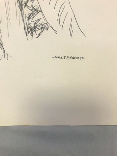 Original. 1979 Earle T Merchant capa cotidiana Ann MA retrato folclórico dibujo en tinta 2 - Imagen 4 de 6