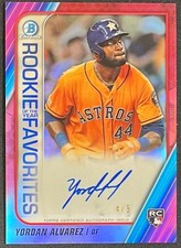 2020 BOWMAN CHROME YORDAN ALVAREZ ROOKIE YEAR RED REFRACTOR AUTO #4/5 ASTROS