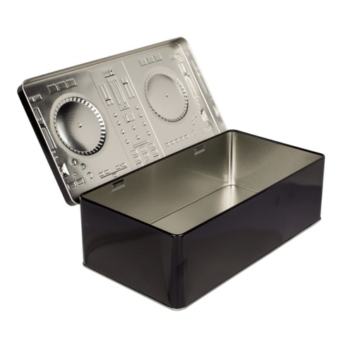 Storage Tin Box DJ Mixer Turntable Keyboard Design Metal Container Organiser - Picture 2 of 4