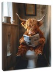 Country Cute Brown Animal Funny Cow Abstract Wall Art for Bathroom Living Room