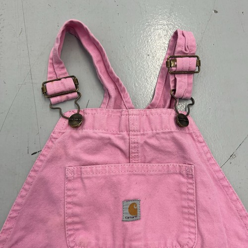 Carhartt Pink Cotton Denim Bib Outdoor Overalls Girls Size 4 - Picture 3 of 13