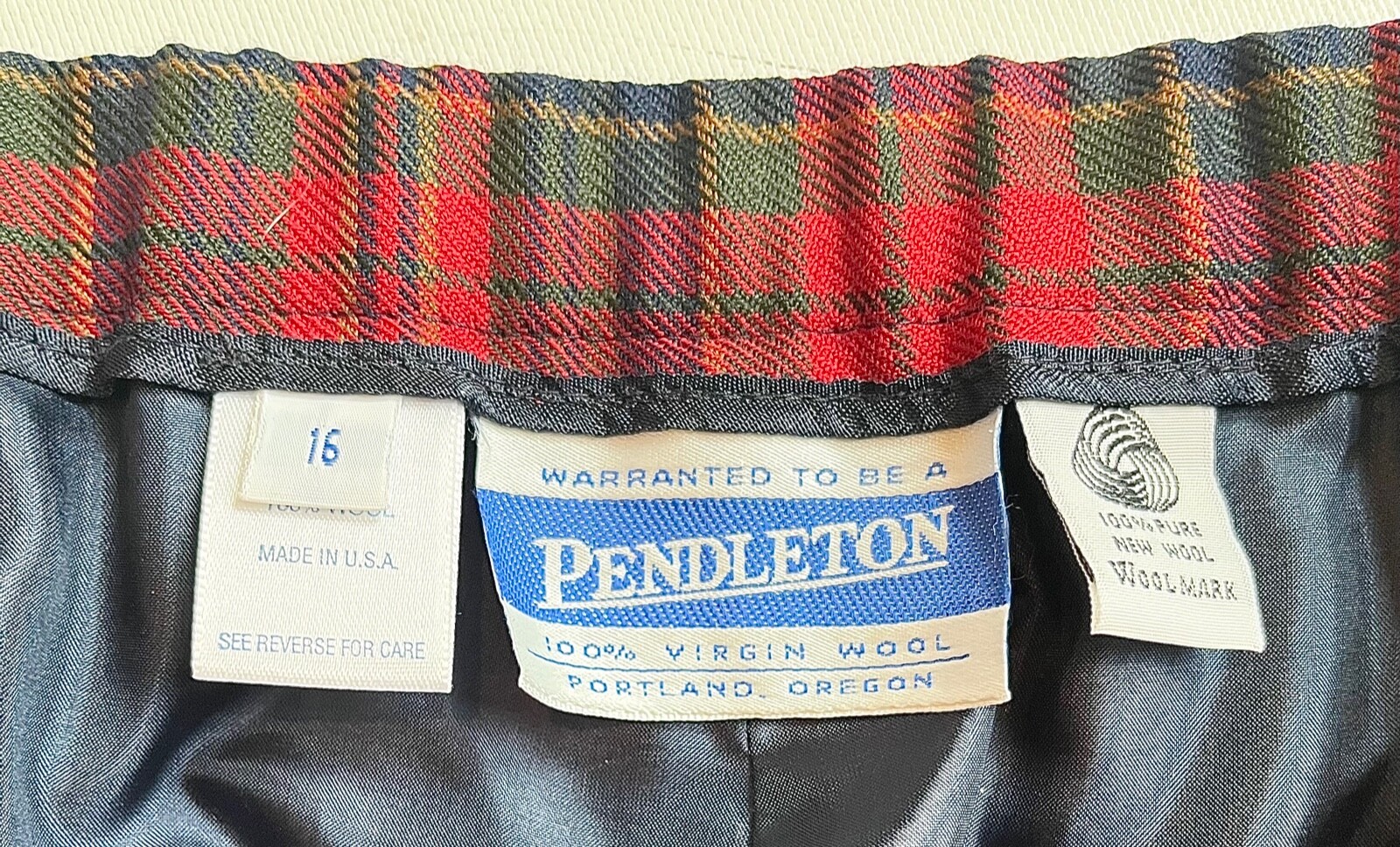 PENDLETON Women Vtg Red Plaid Wool Pants Sz 16 Ma… - image 3