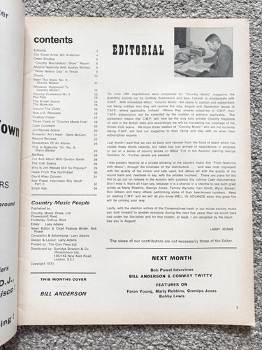 Country Music People Magazine Vintage 1970 July Edition | Bill Anderson - Picture 6 of 6