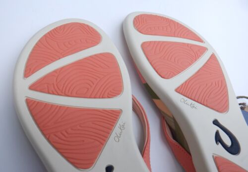 OluKai Ho'opio Hau Shell Coral Sandals Pineapple Flat Flip Flops Women's - 9 10 - Bild 10 von 14