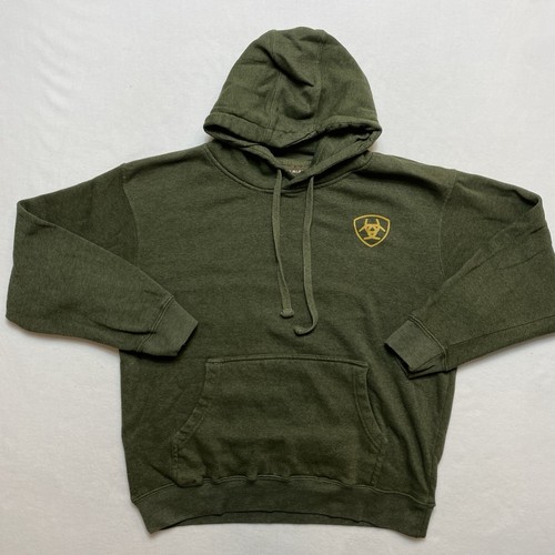 Ariat Hoodie S Green Sweatshirt Workwear Hiking Camping USA Flag Logo Sweater - Picture 2 of 12