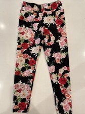 Lularoe Kid's S/M Halloween LEGGINGS Rose SUGAR SKULLS