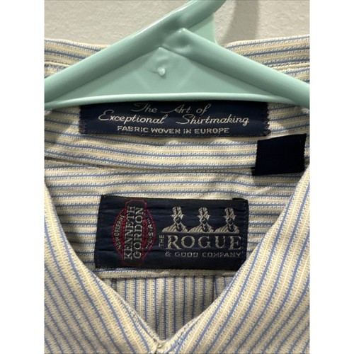 Camisa a Rayas New Orleans Kenneth Gordan The Rogue 39R/15 Azul Offwhite Usada en Excelente Condición - Imagen 2 de 6