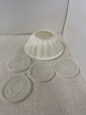 tupperware jel-n-serve mold 616-6, 4 Changeable Lids Star Flower Heart Tree
