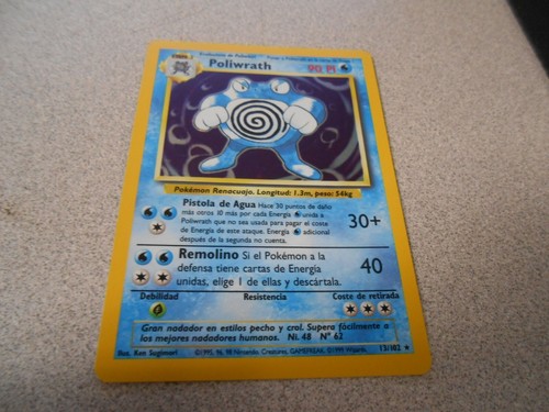 RARE Pokemon Spanish Poliwrath Base Set Holo 13/102 1999 Card - Picture 1 of 2