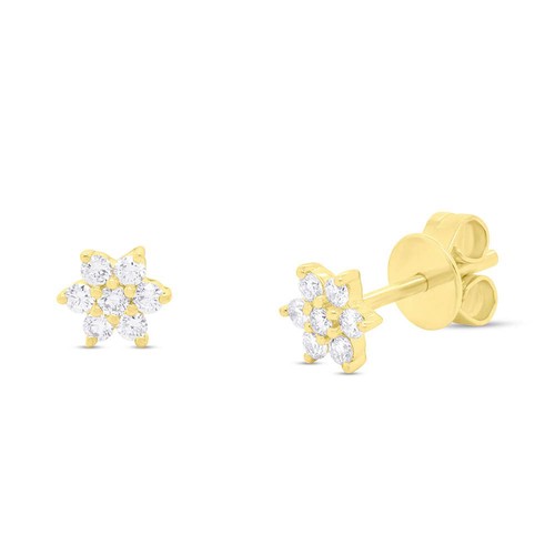 Boucles D'oreilles Clous En Or 14K Rose Avec Diamants 0,22 Ct - Neuf Avec étiquettes - Diamants Certifiés