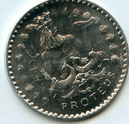 Mardi Gras Doubloon Krewe de Proteus 1972 Aluminio - Imagen 2 de 2
