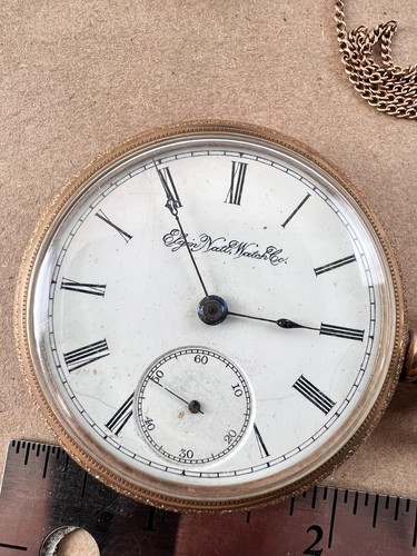 Vintage Elgin Natl. Taschenuhr Co. 1892 Gold Plate Open Face ~ LÄUFT - Bild 4 von 19