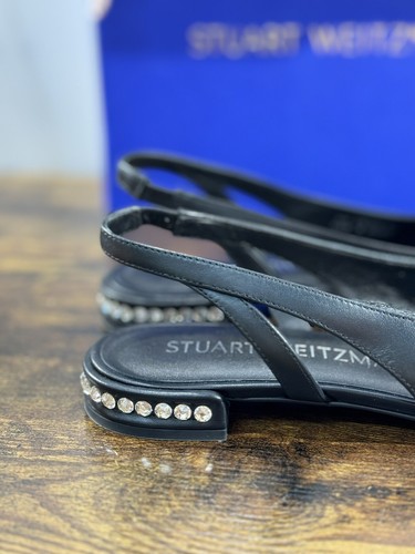 stuart weitzman Crystal Sling Back Nera Pelle Luxury Woman Shoes 39 - Foto 5 di 7