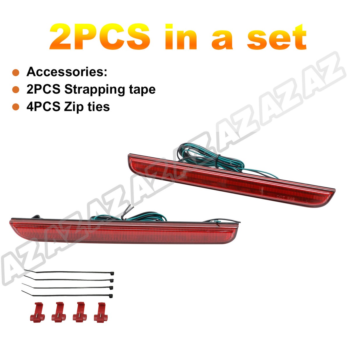 2x Red Lens Red LED Rear Bumper Reflector Lights For 2015-2022 Dodge Challenger - Foto 7