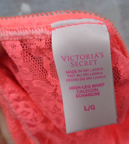 Vtg Women's VICTORIA'S SECRET Cotton Panties HIGH LEG BRIEF ~ ORANGE LACE / L - Picture 5 of 8